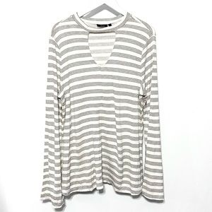 Apt. 9 striped bell sleeve keyhole XL long sleeve
